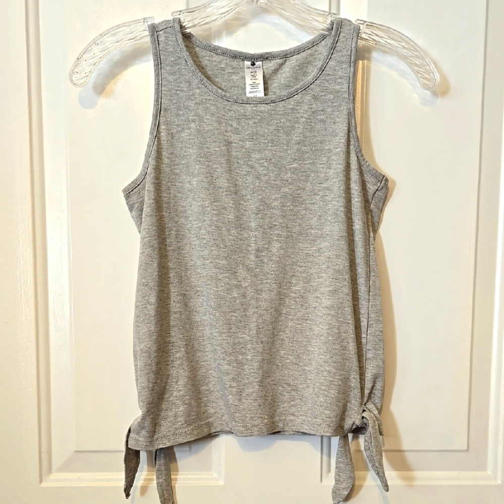 Yogalicious, Child's M, 10, Tank Top, Tie Sides, Heather Grey, Scoop Neck